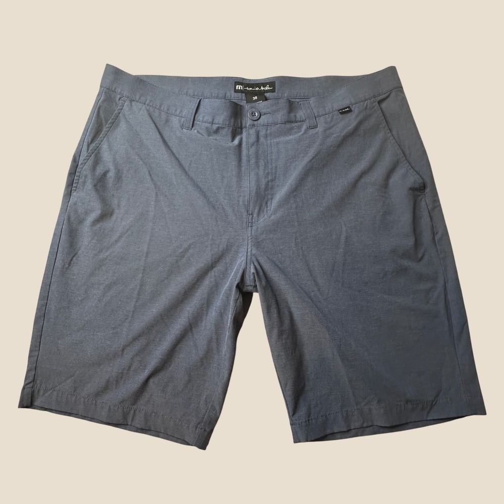 TravisMathew Shorts Mens 38 1MM208 Blue Micro Stripe Performance Stretch